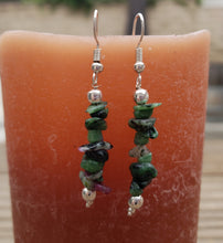 Load image into Gallery viewer, Natural RUBY In FUCHSITE Handmade Gemstone Chip EARRINGS