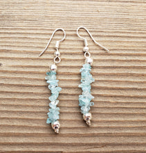 Load image into Gallery viewer, Natural AQUAMARINE Handmade Gemstone Chip EARRINGS
