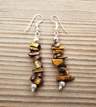 Load image into Gallery viewer, Natural TIGER EYE Handmade Gemstone Chip EARRINGS