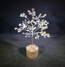 Load image into Gallery viewer, Natural FLUORITE Gemstone Chip Tree With 100 Stones Crystal Tree Of Life