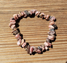 Load image into Gallery viewer, RHODONITE Natural Stone Gemstone Stretchy Chip Bracelet