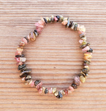 Load image into Gallery viewer, MULTI-TOURMALINE Natural Stone Gemstone Stretchy Chip Bracelet