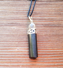 Load image into Gallery viewer, BLACK TOURMALINE 2 Stone Crystal Point Pendant With Quartz Sphere and Cord Stone Natural Gemstone
