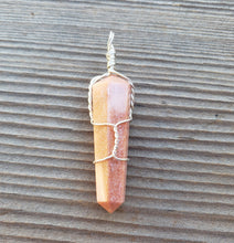 Load image into Gallery viewer, MOONSTONE Wire Wrapped Double Point Pendant Stone Natural Gemstone