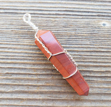 Load image into Gallery viewer, RED JASPER Wire Wrapped Double Point Pendant Stone Natural Gemstone