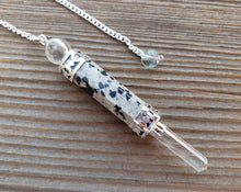 Load image into Gallery viewer, Natural DALMATIAN JASPER Gemstone 3 Stone Wand Pendulum (One)