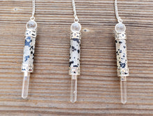 Load image into Gallery viewer, Natural DALMATIAN JASPER Gemstone 3 Stone Wand Pendulum (One)