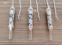 Load image into Gallery viewer, Natural DALMATIAN JASPER Gemstone 3 Stone Wand Pendulum (One)