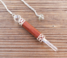 Load image into Gallery viewer, Natural RED JASPER Gemstone 3 Stone Wand Pendulum (One)