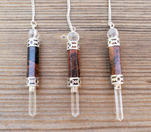 Load image into Gallery viewer, Natural MAHOGANY OBSIDIAN Gemstone 3 Stone Wand Pendulum (One)