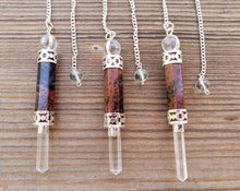 Load image into Gallery viewer, Natural MAHOGANY OBSIDIAN Gemstone 3 Stone Wand Pendulum (One)