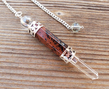Load image into Gallery viewer, Natural MAHOGANY OBSIDIAN Gemstone 3 Stone Wand Pendulum (One)