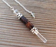 Load image into Gallery viewer, Natural MAHOGANY OBSIDIAN Gemstone 3 Stone Wand Pendulum (One)