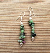 Load image into Gallery viewer, Natural RUBY In FUCHSITE Handmade Gemstone Chip EARRINGS