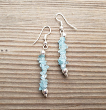 Load image into Gallery viewer, Natural AQUAMARINE Handmade Gemstone Chip EARRINGS