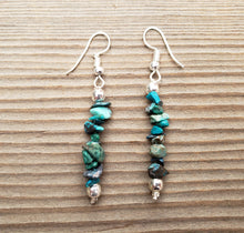 Load image into Gallery viewer, Natural CHRYSOCOLLA Handmade Gemstone Chip EARRINGS