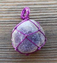 Load image into Gallery viewer, AMETHYST Netted (Macrame) Tumbled Stone Pendant Stone Natural Gemstone