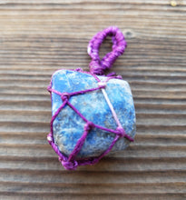 Load image into Gallery viewer, LAPIS LAZULI Netted (Macrame) Tumbled Stone Pendant Stone Natural Gemstone