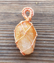 Load image into Gallery viewer, GOLDEN QUARTZ Netted (Macrame) Tumbled Stone Pendant Stone Natural Gemstone
