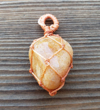 Load image into Gallery viewer, GOLDEN QUARTZ Netted (Macrame) Tumbled Stone Pendant Stone Natural Gemstone
