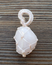 Load image into Gallery viewer, ROSE QUARTZ Netted (Macrame) Tumbled Stone Pendant Stone Natural Gemstone