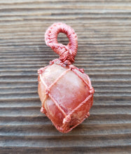 Load image into Gallery viewer, PEACH AVENTURINE Netted (Macrame) Tumbled Stone Pendant Stone Natural Gemstone