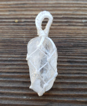 Load image into Gallery viewer, CLEAR QUARTZ Netted (Macrame) Tumbled Stone Pendant Stone Natural Gemstone