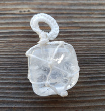 Load image into Gallery viewer, CLEAR QUARTZ Netted (Macrame) Tumbled Stone Pendant Stone Natural Gemstone