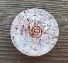 Load image into Gallery viewer, ORGONE ROSE QUARTZ Gemstone Sphere Stand And Worry Stone