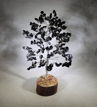 Load image into Gallery viewer, Natural BLACK AGATE STEP Style Gemstone Chip Tree With 300 Stones Crystal Tree Of Life