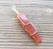 Load image into Gallery viewer, RED JASPER Wire Wrapped Double Point Pendant Stone Natural Gemstone