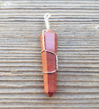 Load image into Gallery viewer, RED JASPER Wire Wrapped Double Point Pendant Stone Natural Gemstone