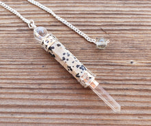 Load image into Gallery viewer, Natural DALMATIAN JASPER Gemstone 3 Stone Wand Pendulum (One)