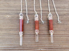 Load image into Gallery viewer, Natural RED JASPER Gemstone 3 Stone Wand Pendulum (One)