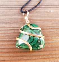 Load image into Gallery viewer, MALACHITE Spiral Wrapped Tumbled Stone Pendant Gemstone