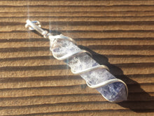 Load image into Gallery viewer, IOLITE Spiral Wire Wrapped Pencil Point Pendant Gemstone