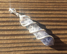 Load image into Gallery viewer, IOLITE Spiral Wire Wrapped Pencil Point Pendant Gemstone