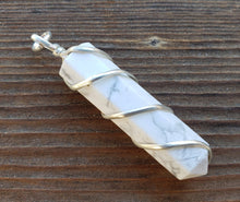 Load image into Gallery viewer, HOWLITE Spiral Wire Wrapped Pencil Point Pendant Gemstone
