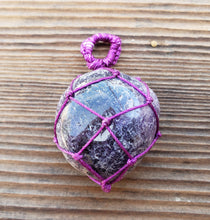 Load image into Gallery viewer, AMETHYST Netted (Macrame) Tumbled Stone Pendant Stone Natural Gemstone