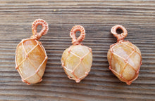 Load image into Gallery viewer, GOLDEN QUARTZ Netted (Macrame) Tumbled Stone Pendant Stone Natural Gemstone
