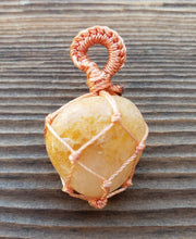 Load image into Gallery viewer, GOLDEN QUARTZ Netted (Macrame) Tumbled Stone Pendant Stone Natural Gemstone