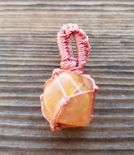 Load image into Gallery viewer, PEACH AVENTURINE Netted (Macrame) Tumbled Stone Pendant Stone Natural Gemstone