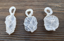 Load image into Gallery viewer, CLEAR QUARTZ Netted (Macrame) Tumbled Stone Pendant Stone Natural Gemstone