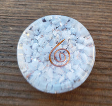 Load image into Gallery viewer, ORGONE ANGELITE Gemsone Sphere Stand And Worry Stone