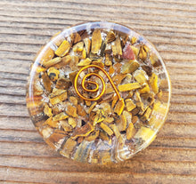 Load image into Gallery viewer, ORGONE TIGER EYE Gemsone Sphere Stand And Worry Stone