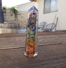 Load image into Gallery viewer, NATURAL ORGONE  7 Chakra layered TOWER Gemstone Stone Crystal