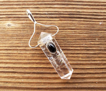 Load image into Gallery viewer, Natural CLEAR QUARTZ And BLACK Tourmaline Crystal D - Point Pendant Gemstone