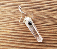Load image into Gallery viewer, Natural CLEAR QUARTZ And BLACK Tourmaline Crystal D - Point Pendant Gemstone