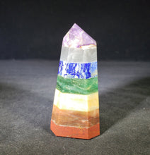 Load image into Gallery viewer, 7 CHAKRA BONDED Natural Large Gemstone Carved Faceted Point