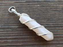 Load image into Gallery viewer, MOONSTONE Spiral Wire Wrapped Pencil Point Pendant Gemstone